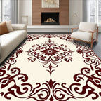 Ornate Maroon Swirls Floral Medallion Rug