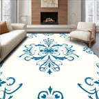 Classic Teal Floral Scrollwork Pattern Rug
