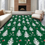 White Evergreen Forest Pattern Rug