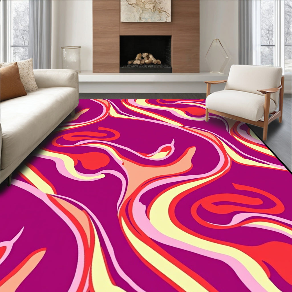 Vibrant Swirling Abstract Pattern Rug