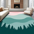 Layered Wave Trees Pattern Rug