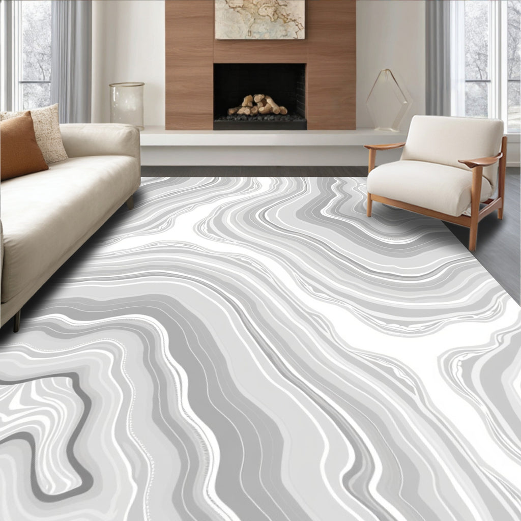 Abstract Gray Geode Pattern Rug
