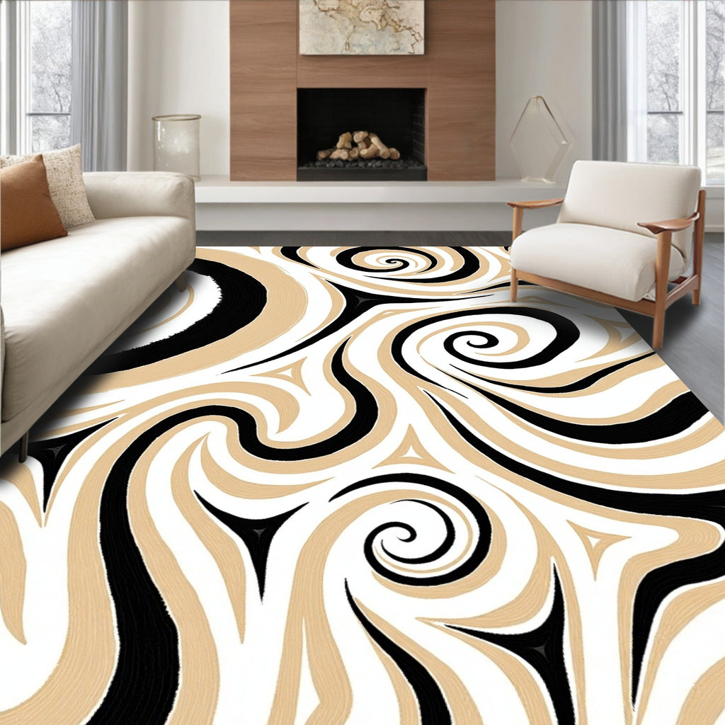 Bold Swirls Patterned Abstract Rug