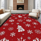 Cute Snowman Snowflake Pattern Design Rug