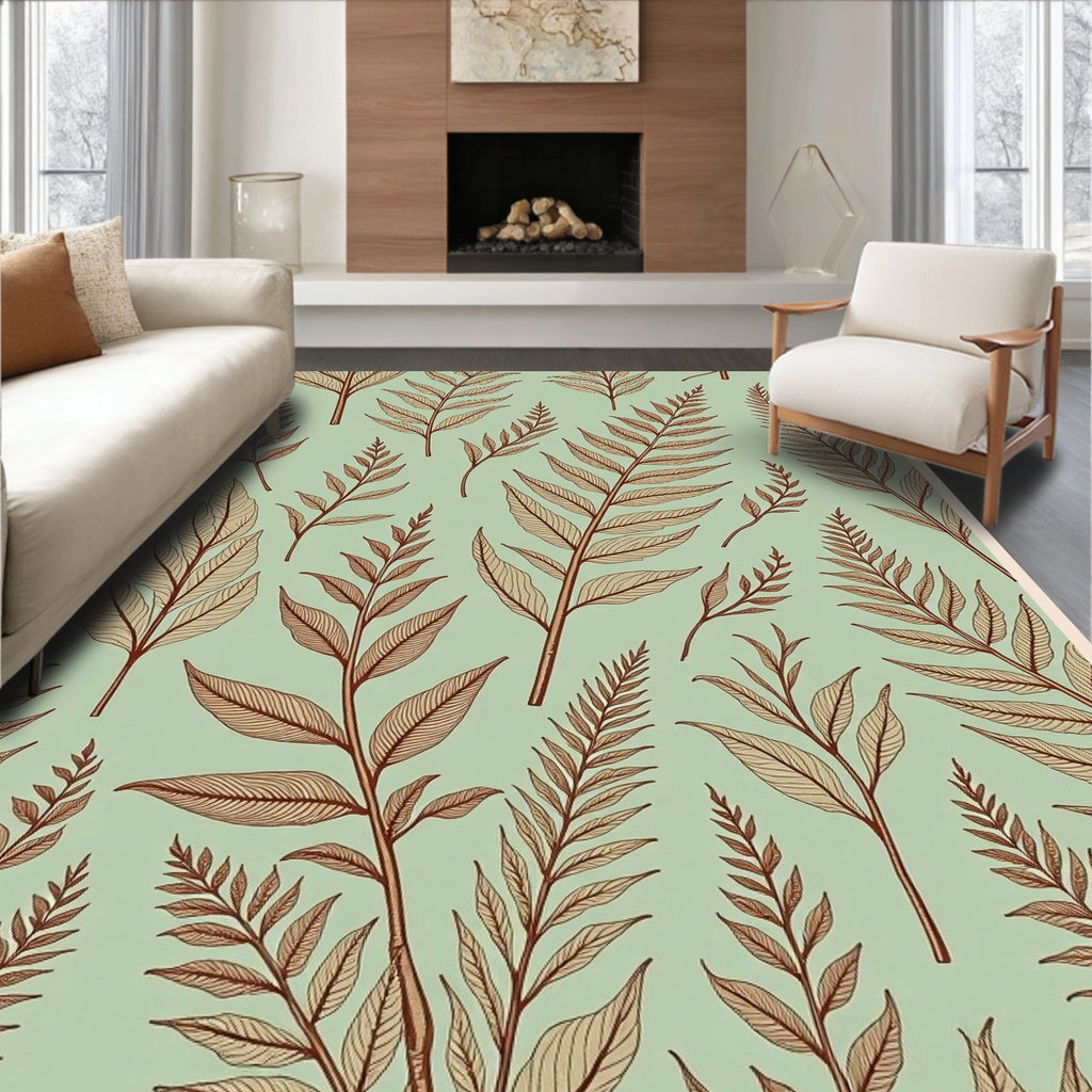 Botanical Fern Pattern Design Rug