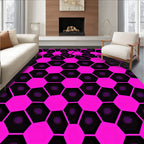 Vibrant Pink Hexagonal Grid Design Rug
