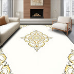 Ornate Golden Floral Medallion Rug
