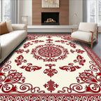 Crimson Classic Floral Mandala Pattern Rug