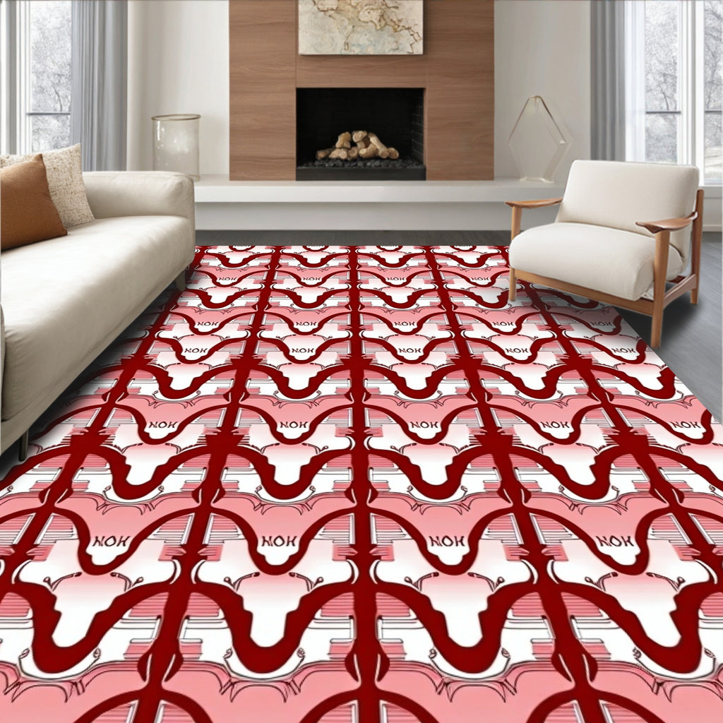 Ornate Crimson Graphic Pattern Rug