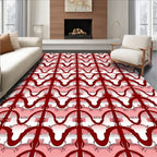 Ornate Crimson Graphic Pattern Rug