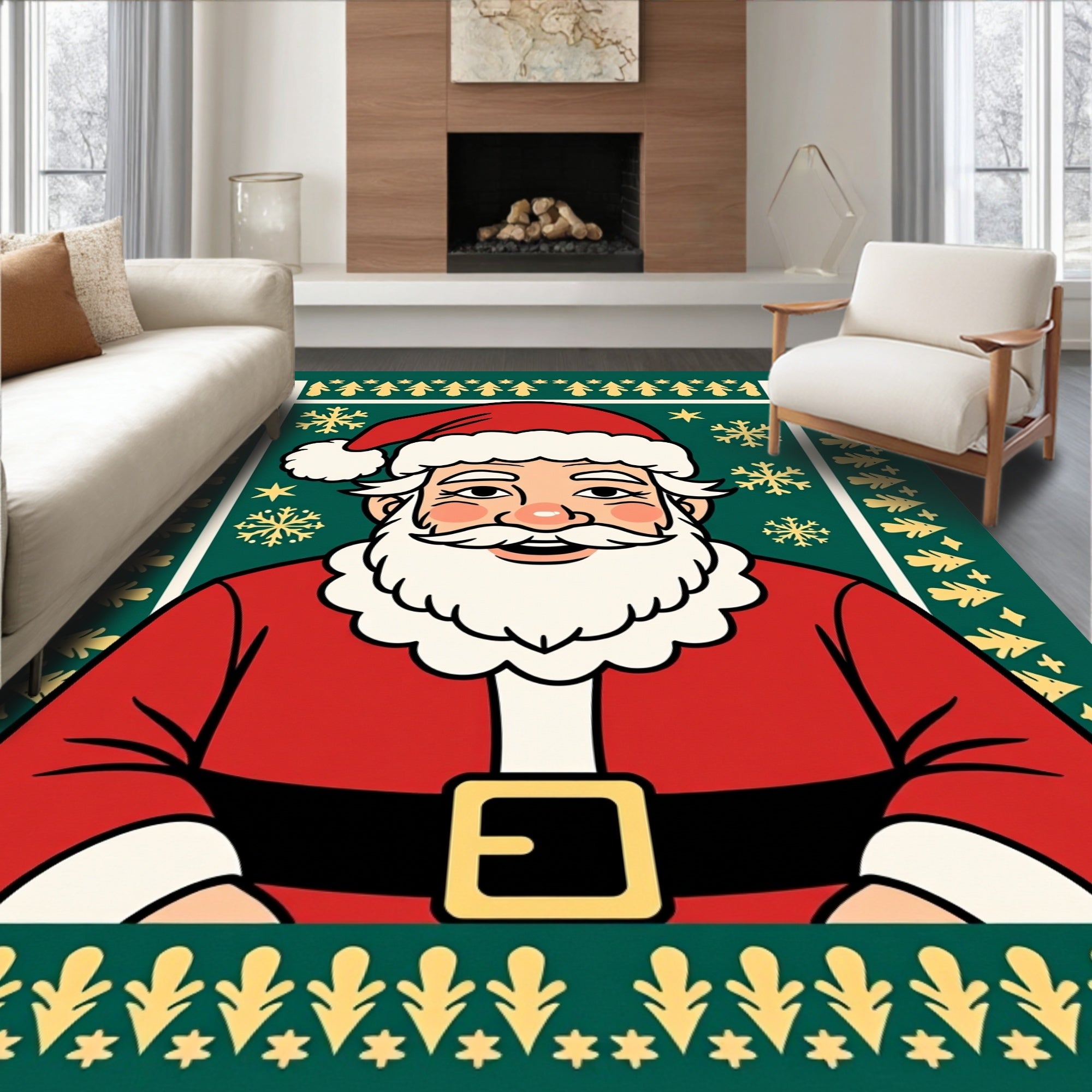 Holiday Santa Claus Festive Pattern Rug
