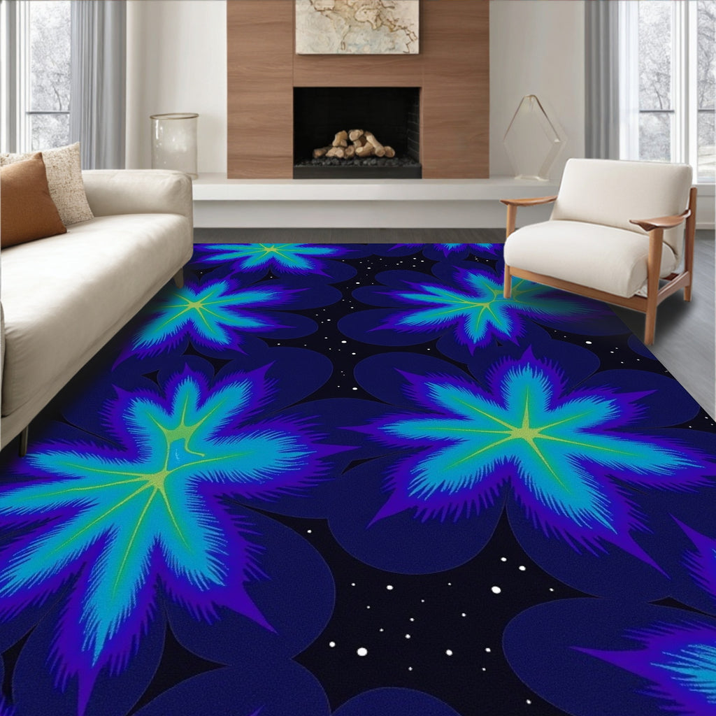 Bold Floral Stencil With Speckled Background Rug