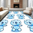 Cute Blue Bear Pattern Surface Rug
