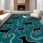 Whimsical Black Cats Moon Pattern Rug