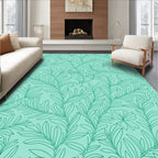 Teal Foliage Contour Art Rug