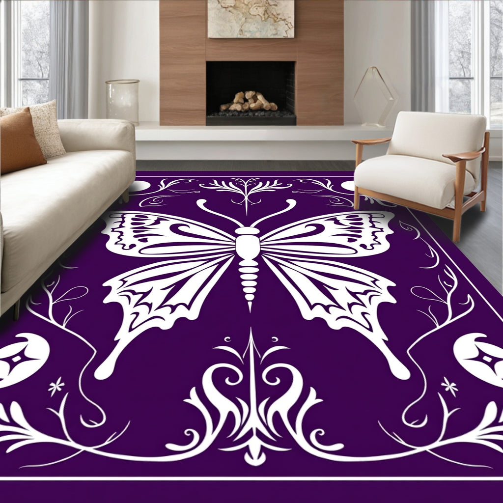 Whimsical Butterfly Floral Intricate Design Rug