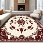 Elegant Dark Red Floral Medallion Rug