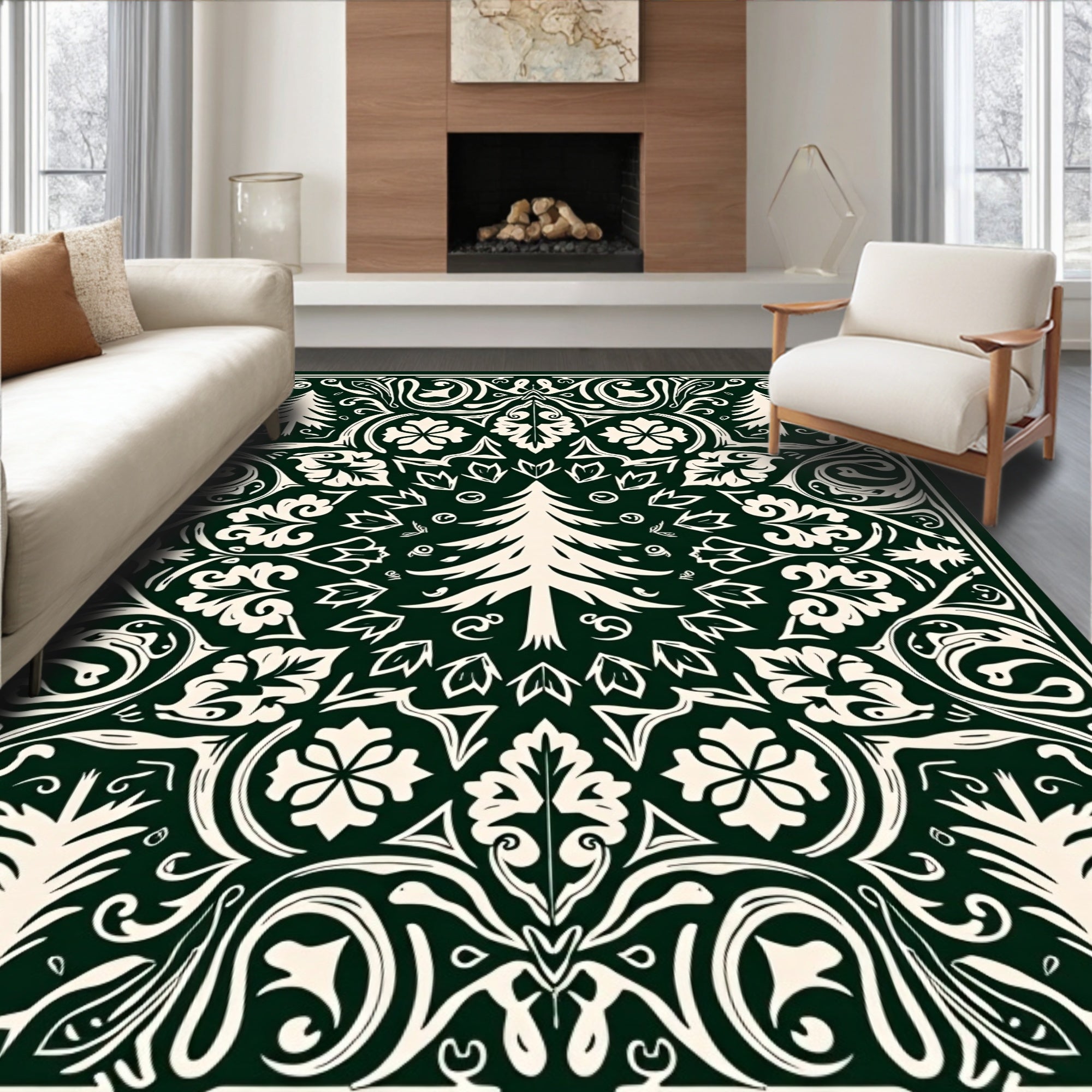 Elegant Trees Floral Symmetry Rug