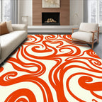 Swirl Pattern Red Abstract Design Rug