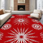 Red White Starburst Mandala Pattern Rug