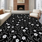 White Floral Vines Pattern Rug