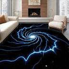 Electric Blue Swirl Vortex Design Rug