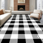 Black White Checked Plaid Pattern Rug