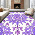 Vibrant Purple Floral Mandala Design Rug