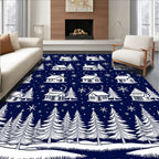 Whimsical Winter Village Snowflake Pattern Rug
