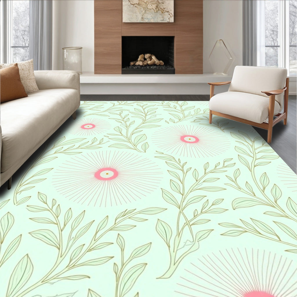 Botanical Floral Bloom Pattern Rug