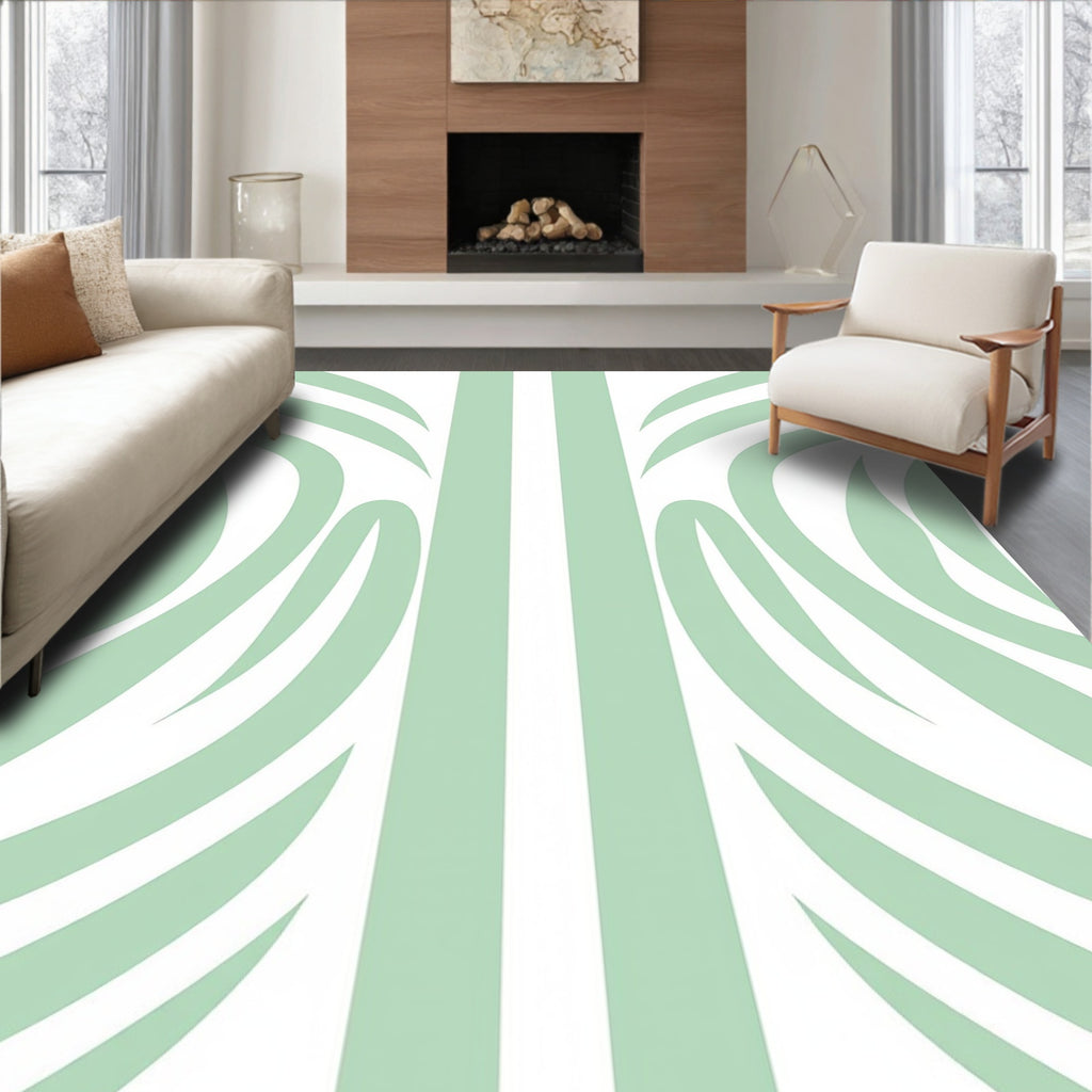 Soft Sage Abstract Stripe Motif Rug