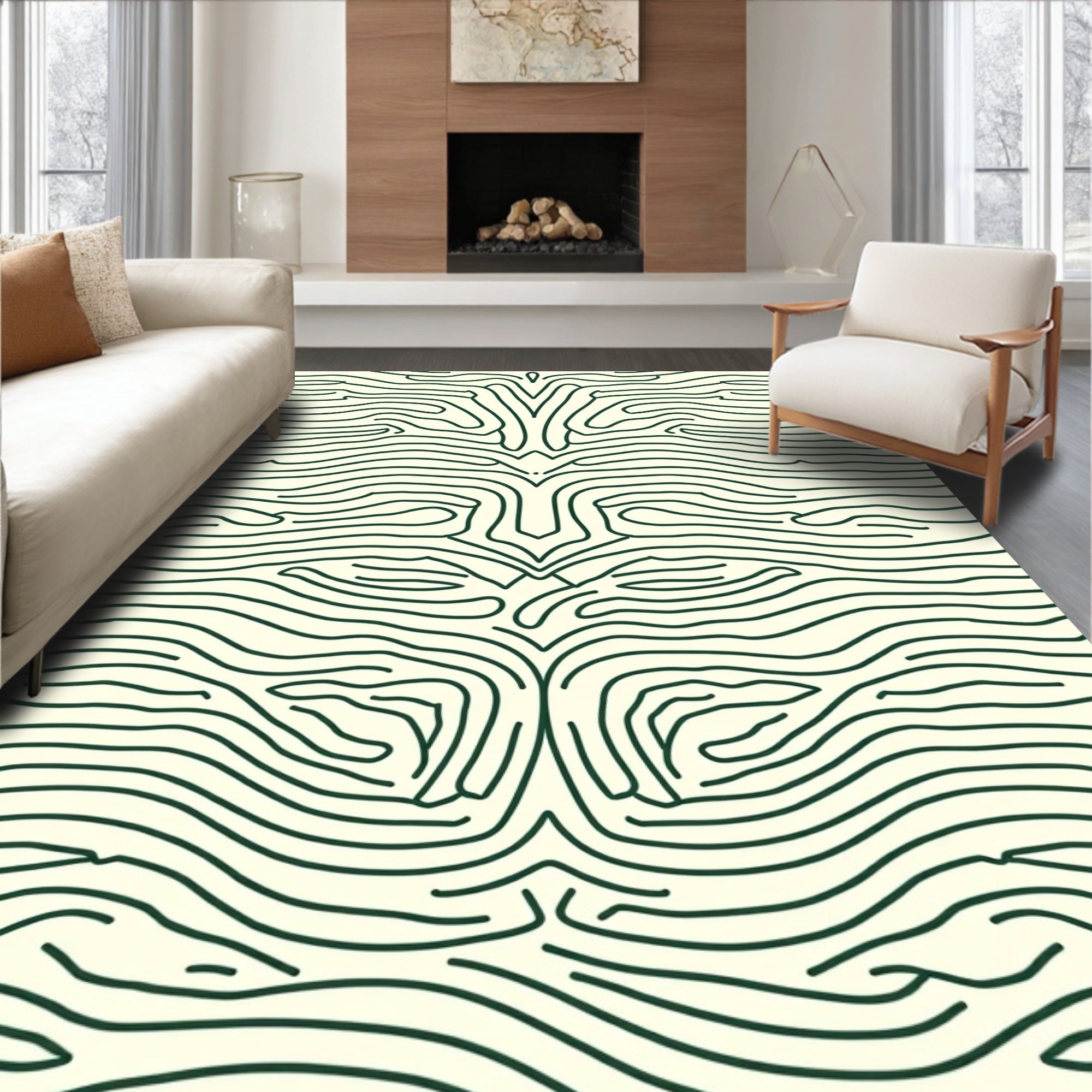 Organic Wavy Line Pattern Rug
