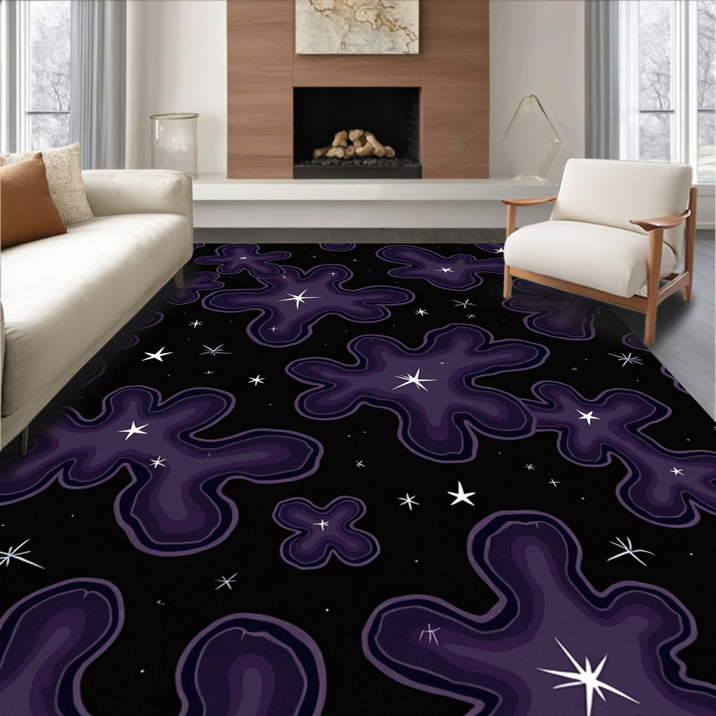 Purple Nebula Starry Night Rug