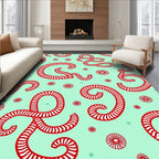 Whimsical Red Teal Swirl Pattern Rug