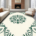 Deep Emerald Floral Mandala Border Rug