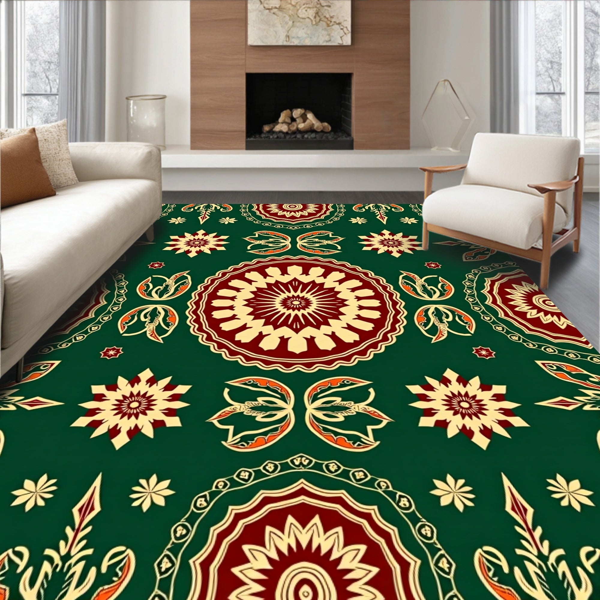 Ornate Mandala Floral Pattern Design Rug