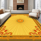 Geometric Sunburst Swirl Border Rug