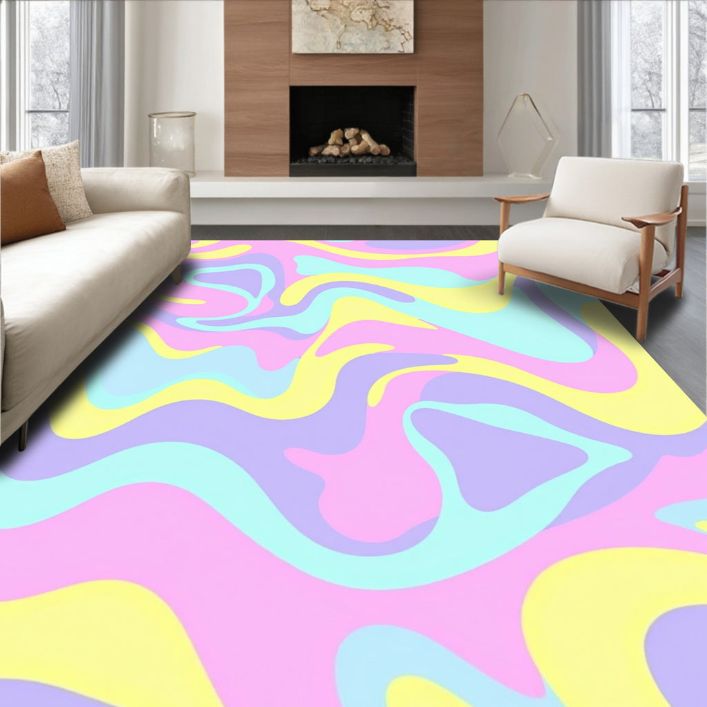 Pastel Swirl Abstract Flow Pattern Rug