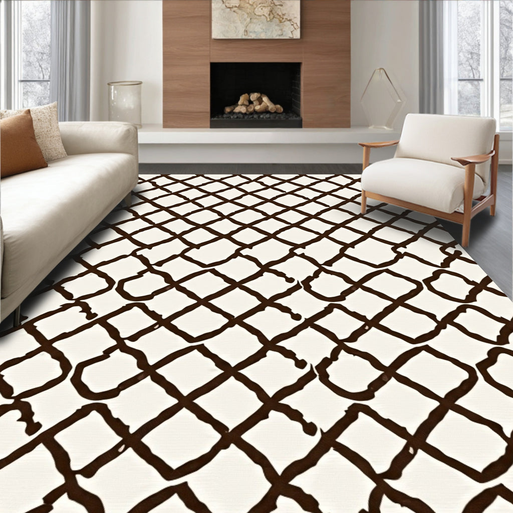 Diamond Pattern Grid Design Rug