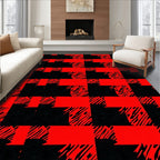 Bold Red Black Buffalo Check Design Rug
