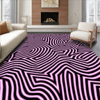 Abstract Pink Geometric Lines Rug