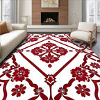 Rich Red Floral Classic Pattern Rug