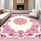 Pink Floral Medallion Border Rug