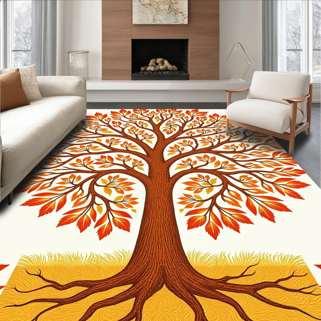 Golden Tree of Life Pattern Rug