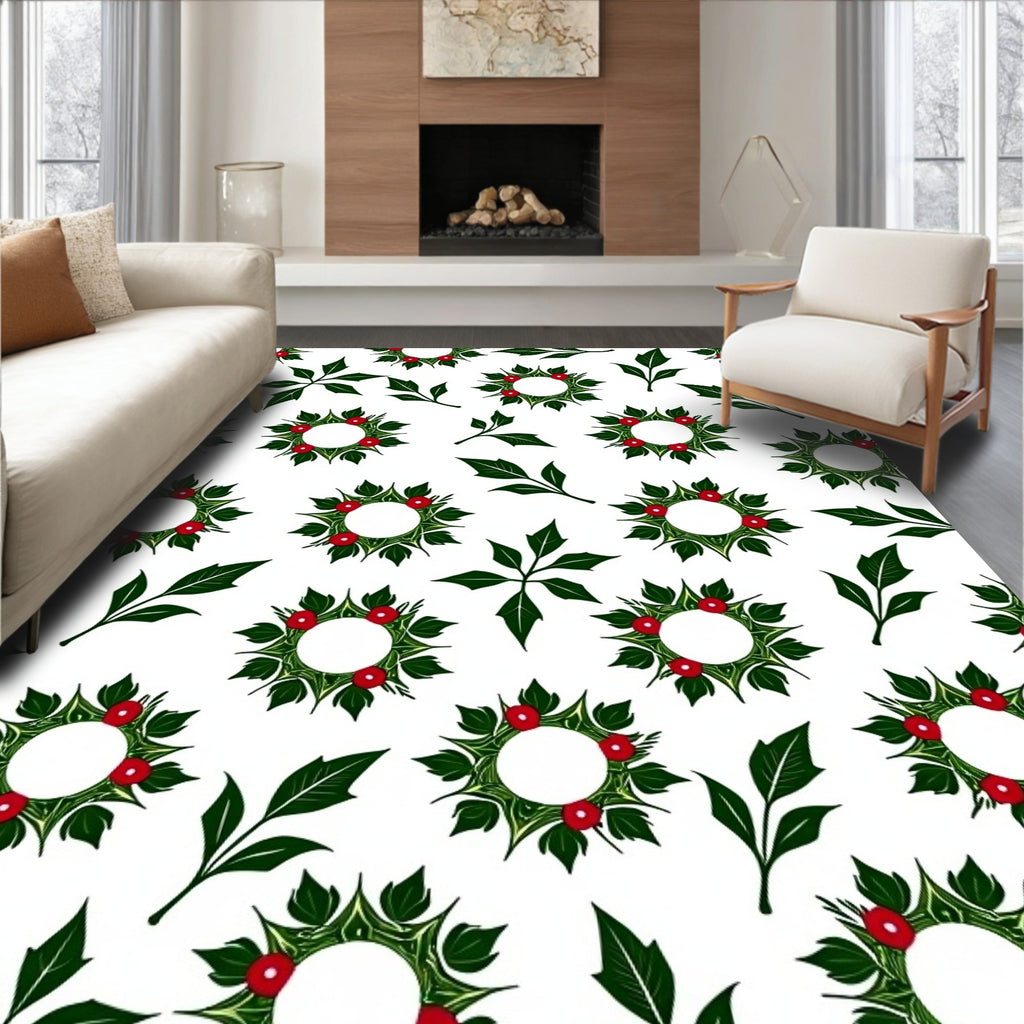 Festive Wreath Leaf Pattern Rug