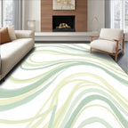 Soft Green Abstract Wavy Stripes Rug