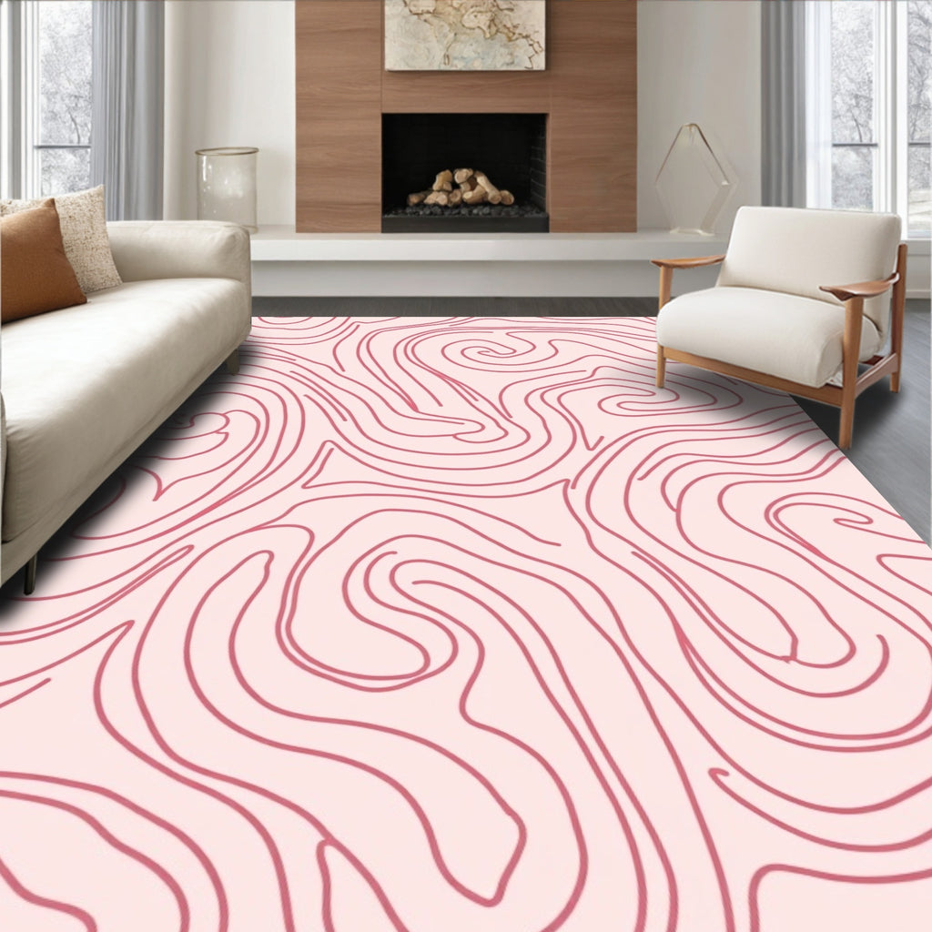 Bold Pink Swirl Pattern Rug