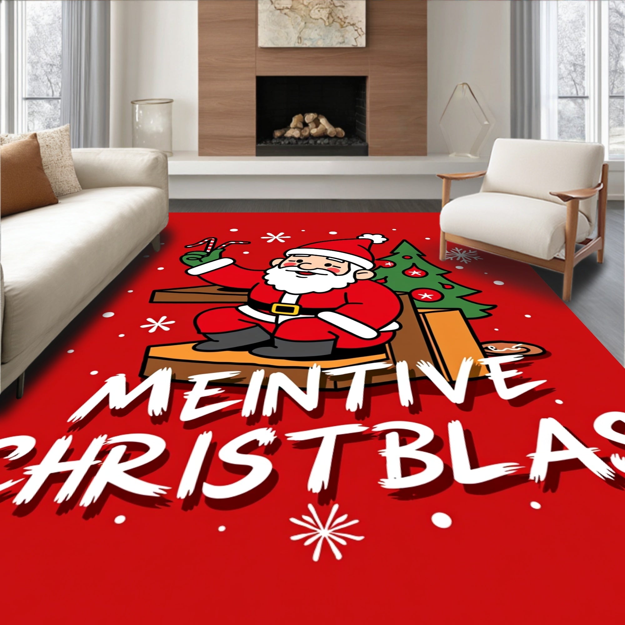 Merry Christmas Santa Claus Pattern Rug
