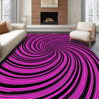 Vibrant Pink Black Swirl Pattern Rug