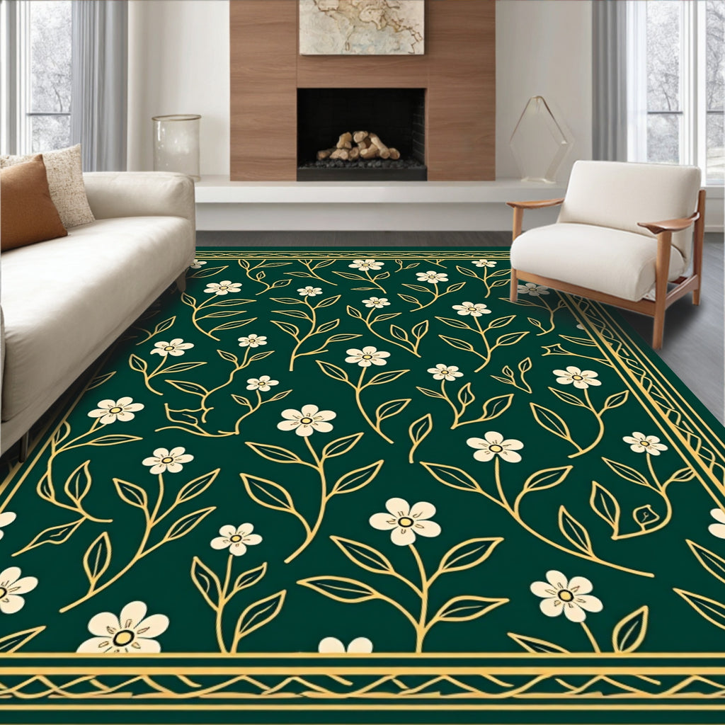 Dark Green floral pattern Rug
